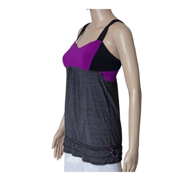 Lululemon Run Back On Track Tank Top Built In Bra Drawstring multicolor size 4 - Picture 2 of 5